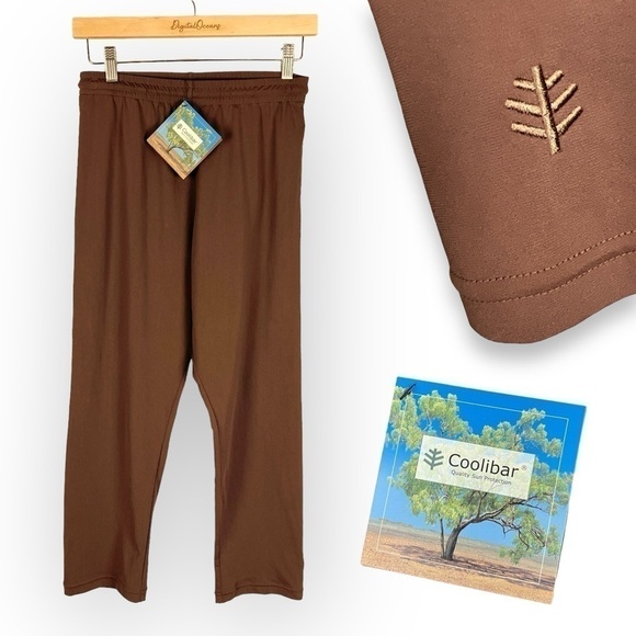 Coolibar NWT Sun Protection Summer Capris UPF 50, Brown XL - Lightweight, Unisex - Picture 1 of 10